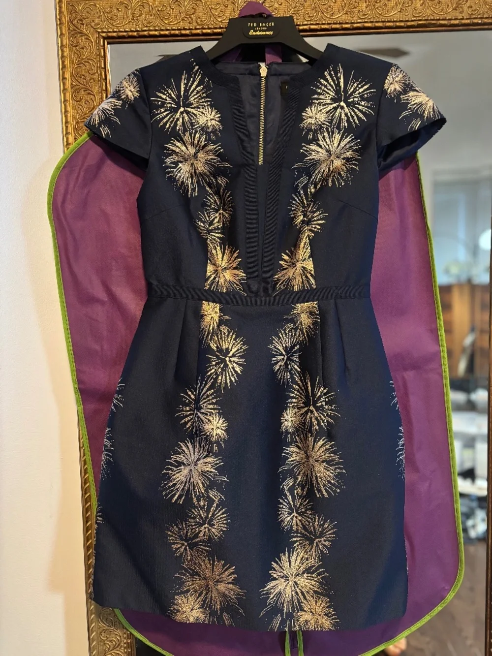Ted baker navy blue and gold dress - Picture 1 of 4